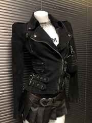 Lunivop  Punk Motorcycle Coat Vintage Y2k Clothes Goth Jackets American Harajuku Winter Hoodied Woman Sweatshirts Fashion Emo Chic