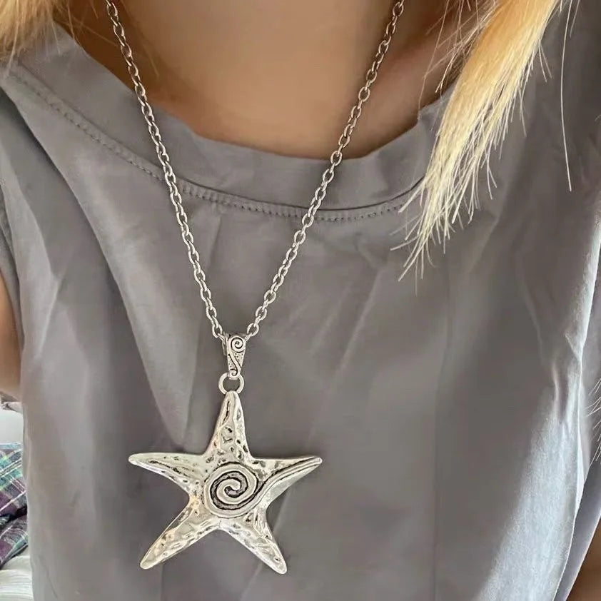 Lunivop Chunky Pentagram Necklace Jewelry Gift for Women Mens Exaggerate Y2K Star Charm Necklace Clavicle Chain Jewelry Gift Dropship