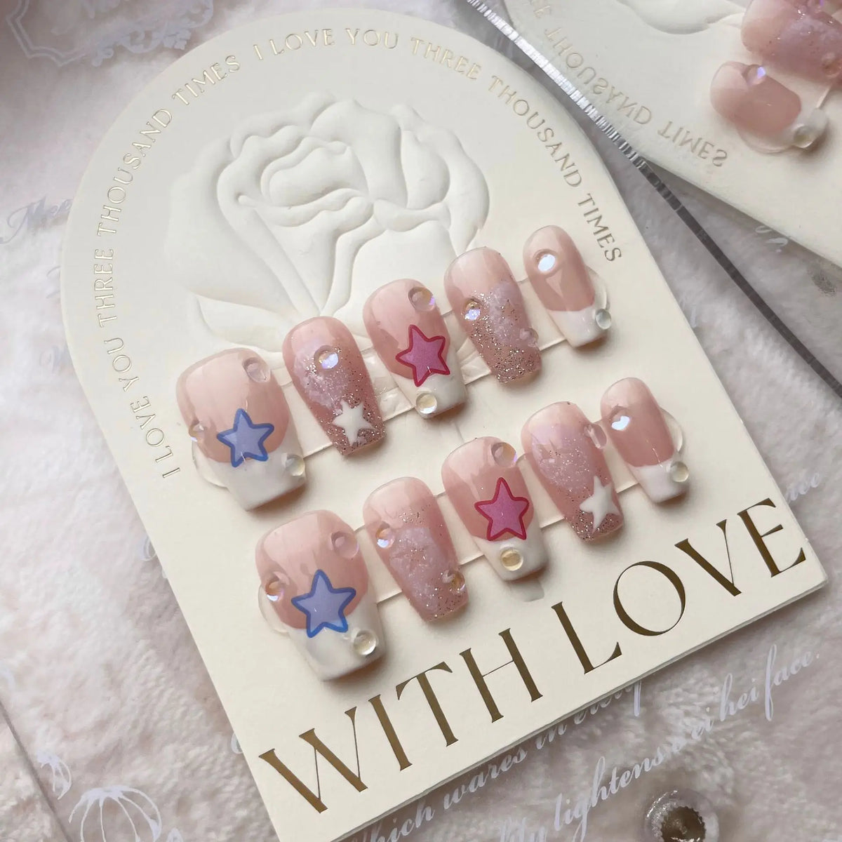 Lunivop  10pcs Handmade False Press on Nail with Rhinestones Full Cover Ballerina Korean Manicuree Decoration French Wearable Nail Store