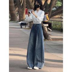 Lunivop  Women's High-Waisted Wide Leg Jeans American Retro New Trendy Plus Size Loose Slimming Casual Straight Flared Trousers