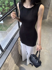 Lunivop  Sleeveless Dresses Women Bow Patchwork O Neck Vintage Mesh Summer Fashion Elegant Dress Party Female Casual Chic