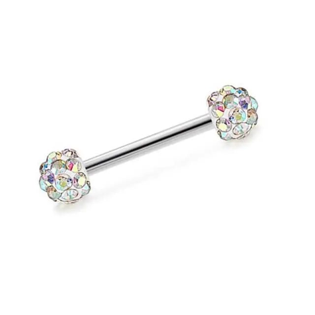 Lunivop 5mm Crystal Ball Tongue Stud Stainless Steel Piercing Body Jewelry for Women Multi Color Zircon Tongue Ring Nightclub Jewelry