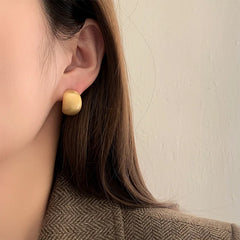 Lunivop New Simple Golden Plated Matte Chunky Dome Drop Earrings for Women Sweet Elegant Party Jewelry Gifts