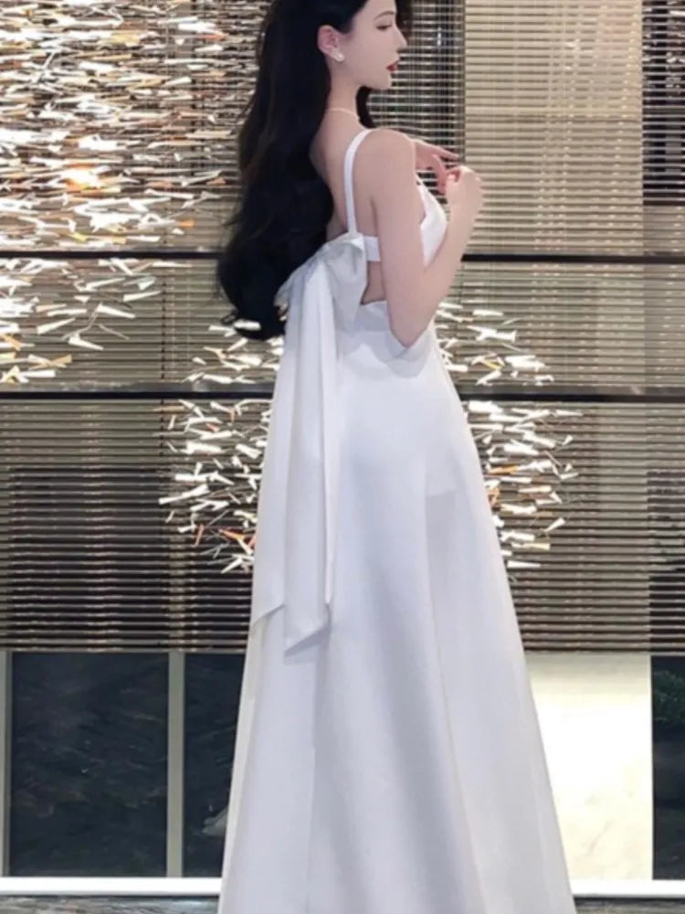 Lunivop  Vestidos De Gala Elegante Long Dresses Office Lady Basics V-Neck Backless Vestidos De Galar Dress Summer holiday A-line New