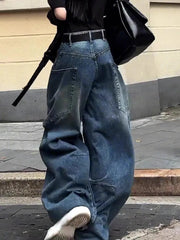 Lunivop  American New Korean Fashion Baggy Casual Jeans Women Y2K Streetwear Pants Harajuku Lady High Waist Wide Leg Denim Trousers
