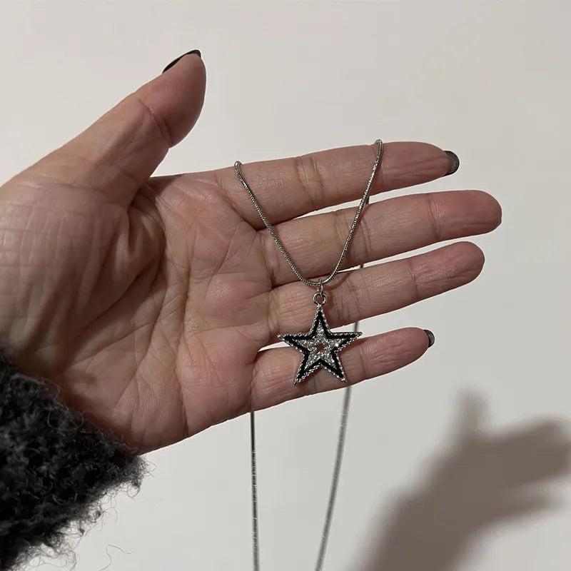 Lunivop Y2K Star Pendant Frosted Beads Necklace For Women Korean Fashion Whole Titanium Steel Snake Chain Necklaces Jewelry Accessories