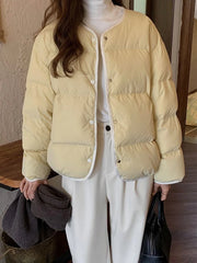 Lunivop Sweet O Neck Cute Parkas Women Long Sleeve Preppy Style Warm Cotton Coat Japan Casual Female Solid Thick Warm Retro Jacket