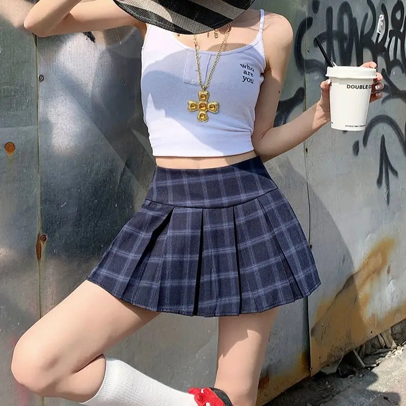 Lunivop Preppy Style Plaid Skirt Women Vintage Sweet Korean Fashion Pleated Mini Skirt Retro Y2k Summer Harajuku Short Skirts