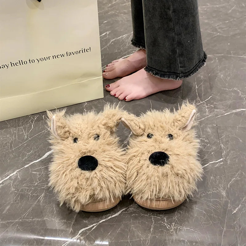 Lunivop Cute Cotton Slippers Woman Waterproof Winter Indoor Non-slip Slides Plush Warm Couple Home Sandals Flat Shoe Shark Flip Flops