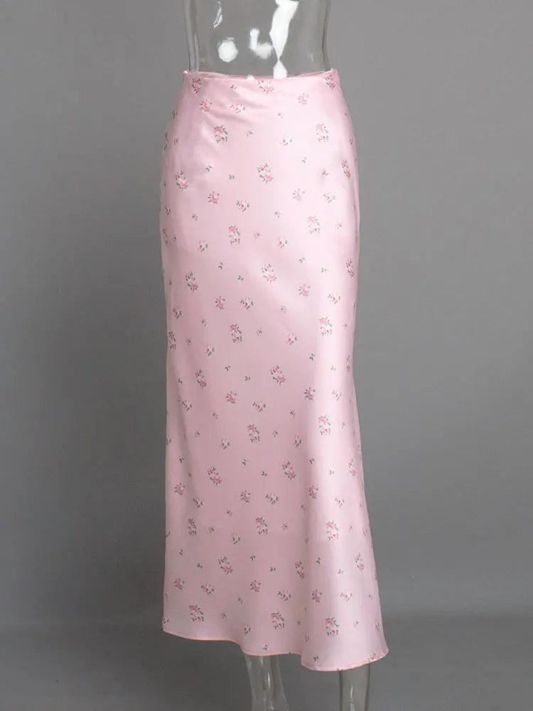 Lunivop   Summer Floral Printed Fashion Long Skirt Women Korean High Waist Slim Elegant Party Skirts Ladies Casual Midi Skirt Streetwear