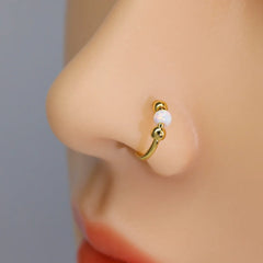 Lunivop  1Pc Surgical Steel Opal Nose Ring Hypoallergenic Nose Hoop 8mm/10mm Septum Cartilage Piercing Jewelry