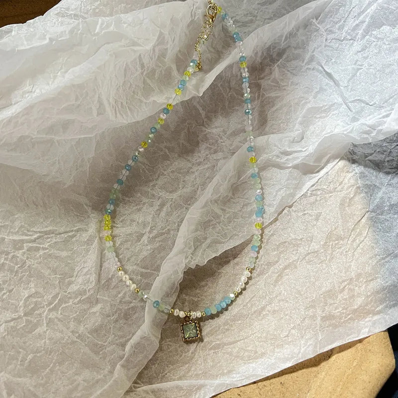Lunivop Trend Daisy Flowers Colorful Shiny Resin Bead Choker Clavicle Chain Sweet Necklace For Women EGirls Summer Vacation Jewelry