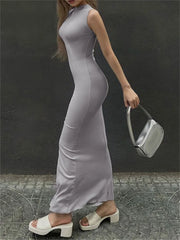 Lunivop  Solid For Women Sleeveless Maxi Dress Slim Off-Shoulder Elegant High Street Bodycon Dress Party Gown Summer Maxi Dress
