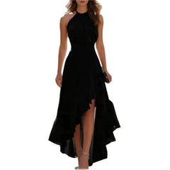 Lunivop  Womens Halter High Split Sleeveless Ruffle Formal Cocktail Party Floor Length Evening Long A-Line Mermaid Maxi Dress