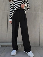 Lunivop  Korean Fashion Women Suit Pants Simple Commuting Loose Straight Trousers New High Waist Wide Pants Woman Clothes