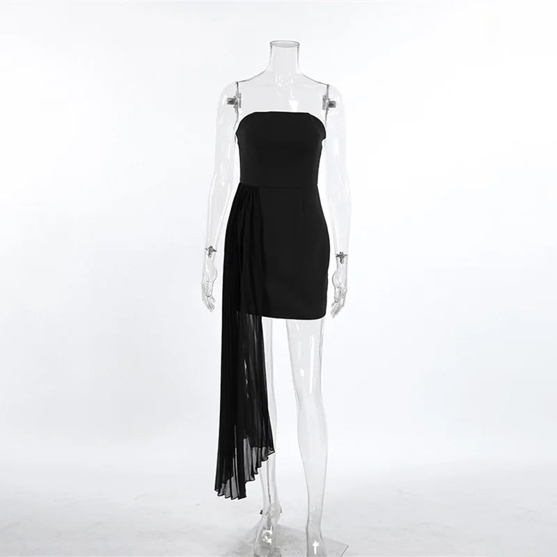 Lunivop  Black Fashion Bandeau Dress Women's Solid High Waist Backless Tassel Elegant Commute Dress Female Summer Bodycon Dress New