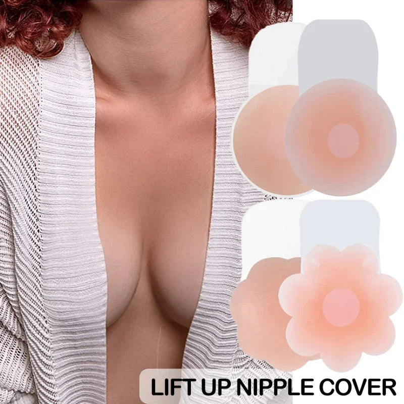 Lunivop Breast Lift Up Pasties Sticky Nipple Covers Reusable Silicone Invisible Bra Stickers Breast Pasty Nipple Shield Pad Push Up Bras