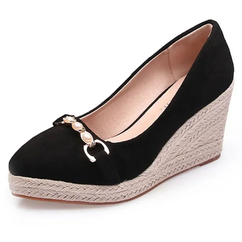 Lunivop  Women's Wedges Sandals  New Sandals Metal Beads Pumps New Style Espadrilles High Thick-heeled Platform Shoes