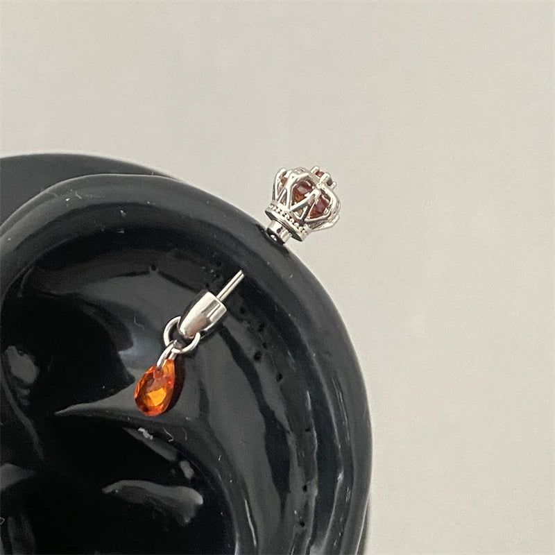 Lunivop Red Zircon Crown 316L Stainless Steel  Spiral Ear Bone Nail New Fashion Y2K Earrings for Women Ear Piercing Cochlea Jewelry