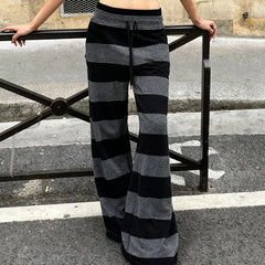 Lunivop  Autumn Winter Casual Street All Match Stretch Waist Lace Up Long Pants Y2k Constrast Color Striped Trousers Harajuku Soft Pant