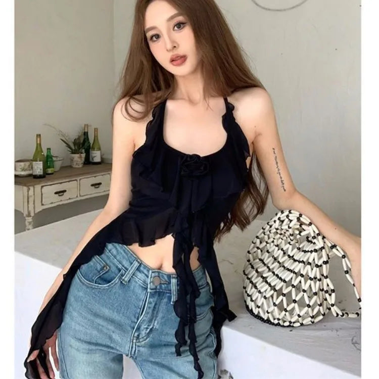 Lunivop  Sweet Vintage Leopard Print Camisole 2025 Summer New Ruched Vest for Women Fashion Sexy Slim Fit Sleeveless Tops Mujer