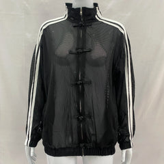 Lunivop  Y2k New Chinese style buckle Harajuku punk design jacket Summer thin style see through Stand up collar baseball cardigan jackets