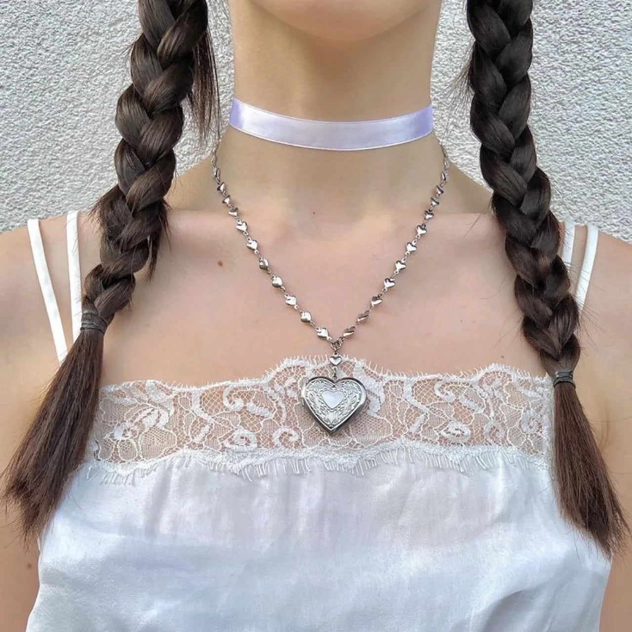 Lunivop Gothic Vintage Y2k Aesthetic Peach Heart Star Pendant Choker Punk Chain Necklace For Women Men Charm 2000s Jewelry Accessories