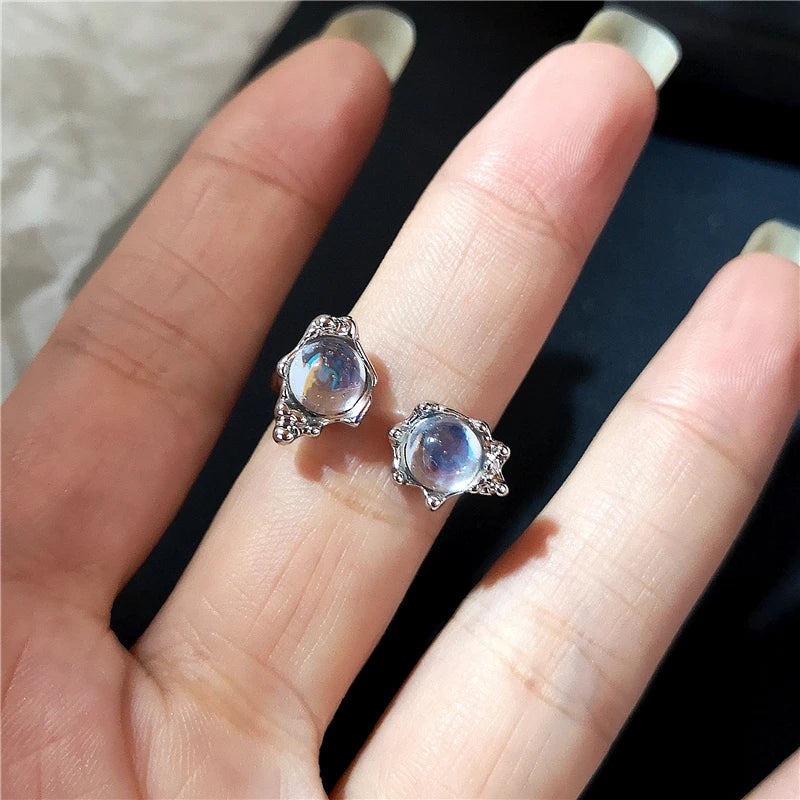 Lunivop Kpop Fashion Y2K Crystal Heart Adjustable Ring Irregular Geometry Punk Vintage Rings For Women Girls Cute Jewelry Accessories