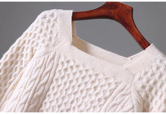 Lunivop Square Neck Knitted Sweater Long Sleeve Cable-knit Crop Jumper Women's Pulover Teen-girl Fall Winter 2025 Basic Outfit