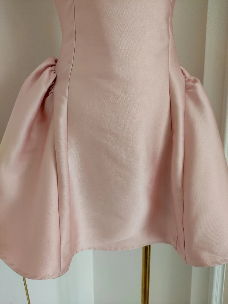 Lunivop  Fashion Solid Color Flowers Dress Women's Sleeveless Waist Retraction A Line Dresses 2025 Summer New Tide
