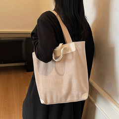 Lunivop  Japanese American-Style Workwear Retro Large Commuter Bag, Crossbody Suede Handbag, Melard Color Series Tote Bag for Work and College Students