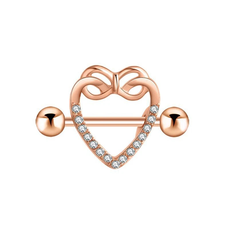 Lunivop 1pc Love Heart Nipple Piercing Stainless Steel Crystal Sexy Nipple Ring Nails Barbell Body Pierced Jewelry Chest Decor Party