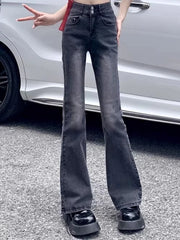 Lunivop  Female High Waist Streetwear Bell Bottom Jeans Women Vintage Denim Flare Pants Girls Gothic Y2k Gray Boot Cut Trousers Plus Size