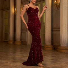 Lunivop  Spaghetti Strap Mermaid Sequin Sleeveless Evening Dresses Elegant Celebrity Dress Sexy High Quality Prom Party Gowns