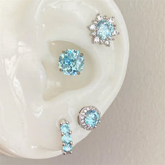 Lunivop 1PCS Shiny Blue Zircon Stainless Steel Ear Bone Nail Full of Rhinestone Screws Earrings for Women Cochlea Piercing Body Jewelry