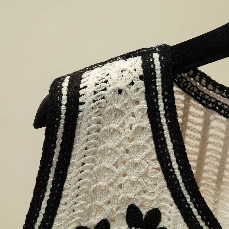 Lunivop Daisy Crochet Vest for Women Sleeveless Button Down Open-knit Sweater Top Summer Teen-girl Boho Vacation Outfit