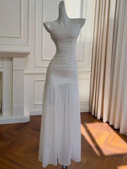 Lunivop  Bandage Women's Strapless Dress Pleated Solid Color Sleeveless Backless 2025 Spring Simple Elegant Dresses Female