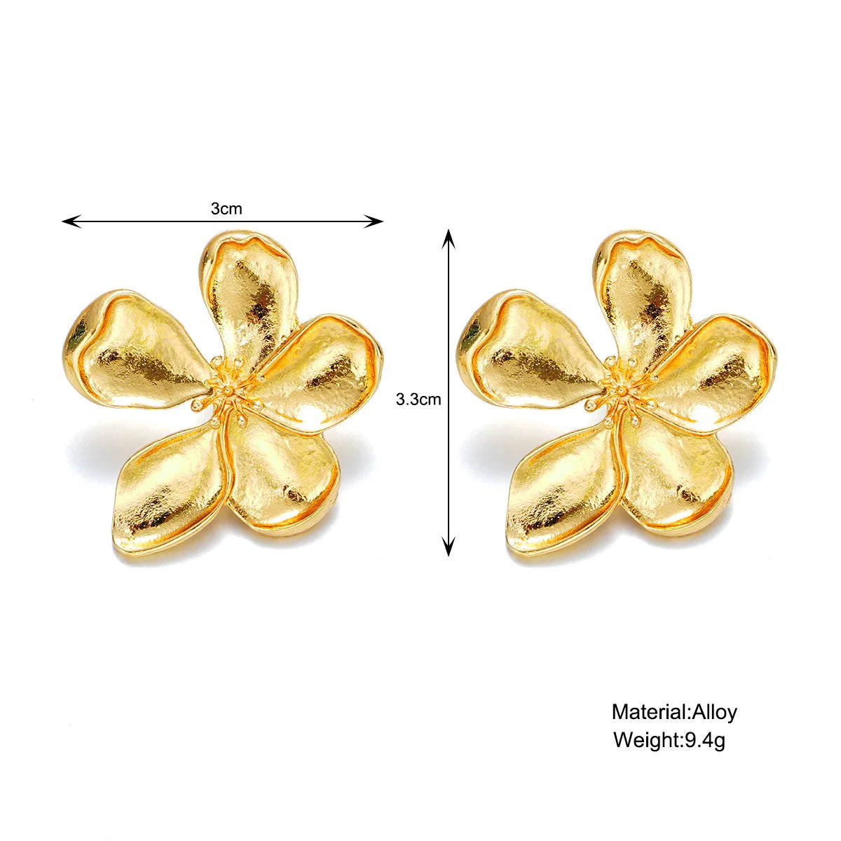 Lunivop New Fashion Exaggerated Gold Metal Luxury Flower Stud Earrings for Women French Retro Earrings Party Jewelry Gift