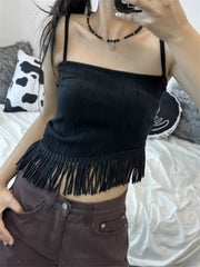 Lunivop  Korean Simple Personalized Backless Sexy Strap Tassel Bottom Slim Tank Top E-Girls Y2K 2000S Fairycore Streetwear Camis