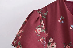 Lunivop  Vintage French Style Wine Red Floral  Backless Split Midi Dress Elegant Woman Hollow Out Hole Short Sleeve Dresses Vestido