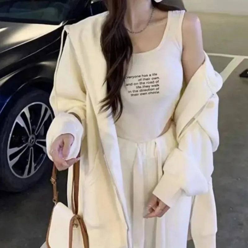 Lunivop Women Hoodies Autumn Retro Solid Color Zip Up Oversized Sweatshirts Harajuku Long Sleeve Hooded Jackets Coat DF4963