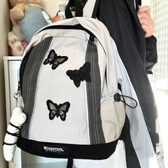 Lunivop Y2k Gothic Womens Backpack Butterfly Patchwork Student School Backpacks Large Capacity Vintage Fashion Designer Luxury Bag