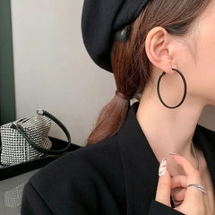 Lunivop Fashion Sexy Thick Metal Black Circle Hoop Earrings Woman Punk Round Female Statement Ear Piercing Jewelry Party Accessories