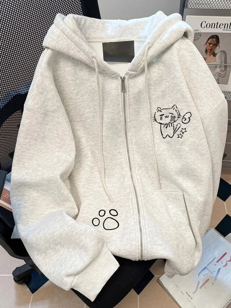Lunivop Japan Kawaii Cartoon Hoodies Women Vintage Preppy Style Cute Sweet Sweatshirts Loose Long Sleeve Lady Y2K Fall Winter Tops