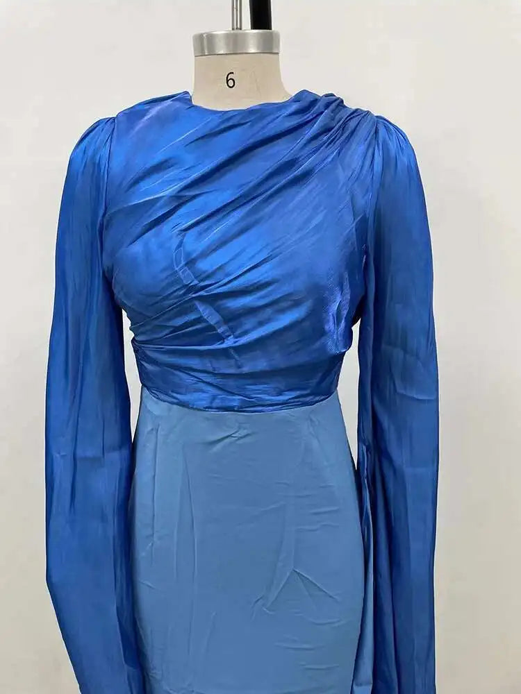 Lunivop  Solid Flare Sleeve Women's Long Dresses Round Neck High Waist Slimming Elegant Dress Female Autumn 2025 New 3WM2174