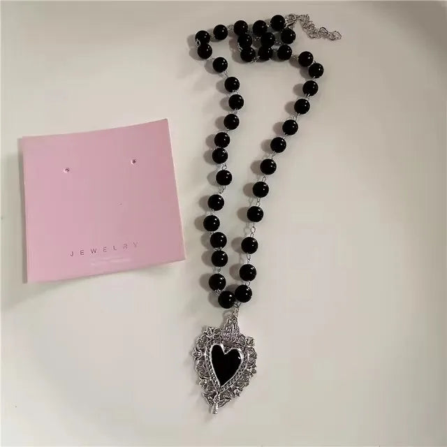 Lunivop Gothic Red Peach Heart Star Hollowed Out Necklace for Women Fashion Girls Y2k Style Accessories Gift