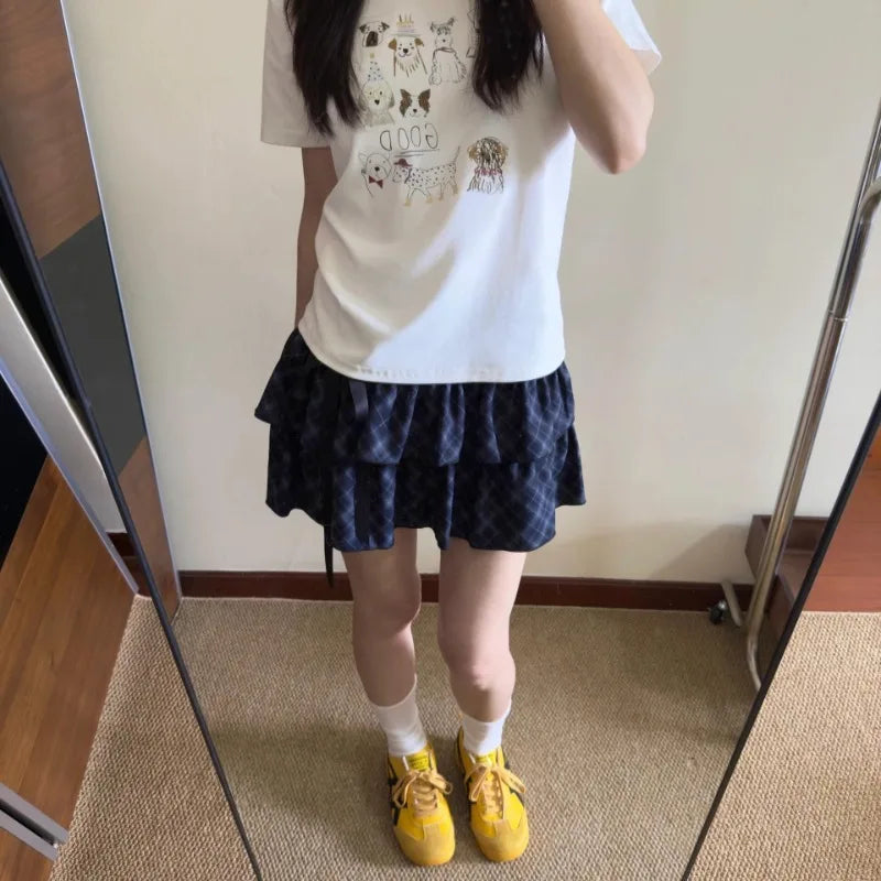Lunivop  Funny T Shirts Women Cartoon Printed Summer Fashion Sweet O Neck Short Sleeve Loose Y2k Tops Female Casual Tshirt