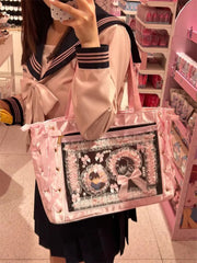 Lunivop  Sweet Lolita Pink Ita Bag Women Japanese Transparent Large Capacity Tote Bag Ladies Harajuku Kawaii Handbag Aesthetic