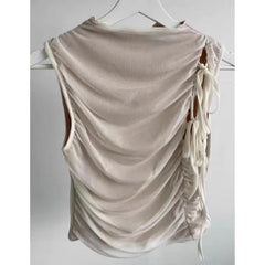 Lunivop  Y2k Grunge Tops Women Hollow Out Sleeveless Mesh Tops Streetwear Vintage Retro Tank Tops Lace Up 2000s Japanese Vest