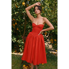 Lunivop Summer Strapless Bodycon Dress 2024 New Arrivals Cotton Red Sexy Party Dresses Fashion Female Clothing